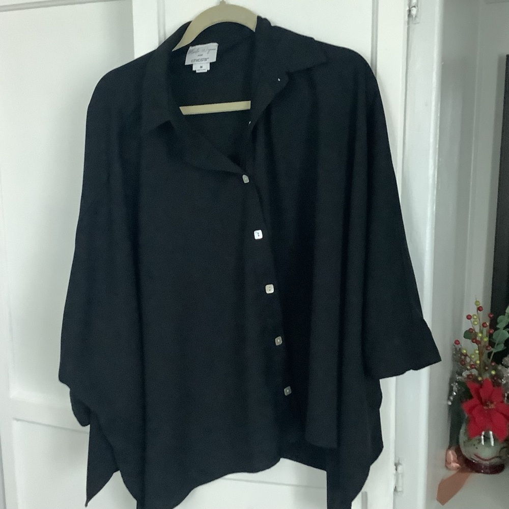Chico's Charcoal Button-Up Blouse